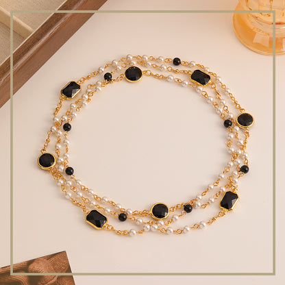 High-end retro simple pearl stacking necklace