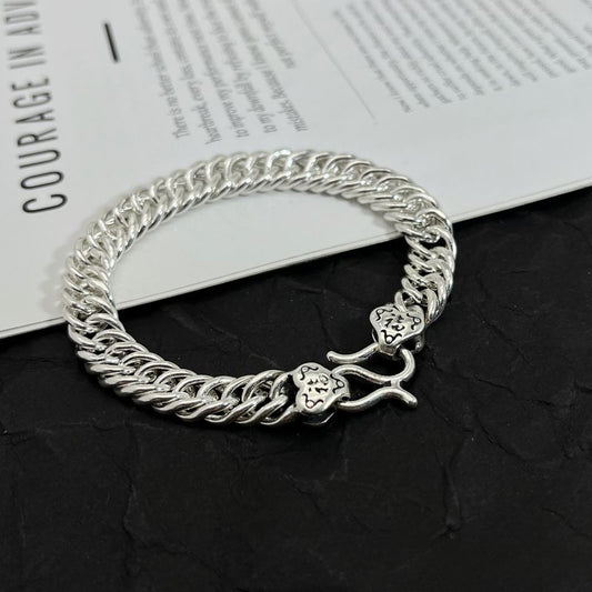 New Chinese hip-hop sterling silver Cuban bracelet