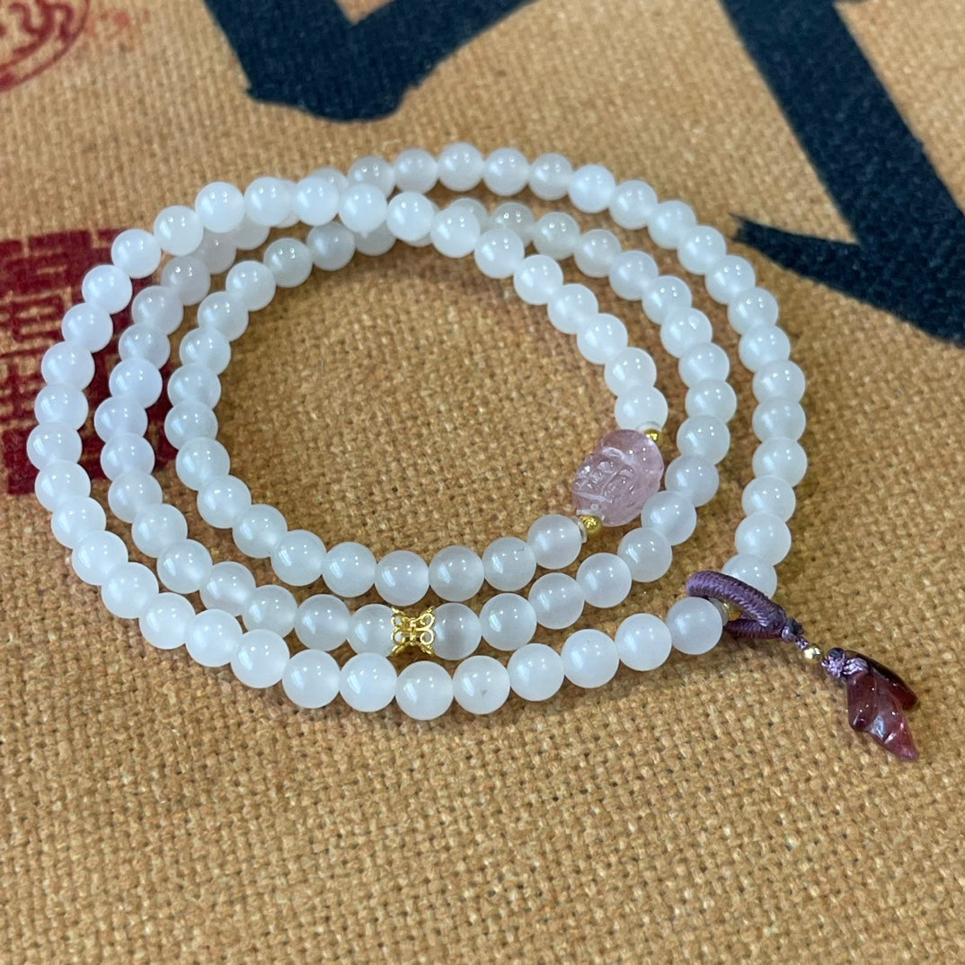 White jade three-circle bracelet