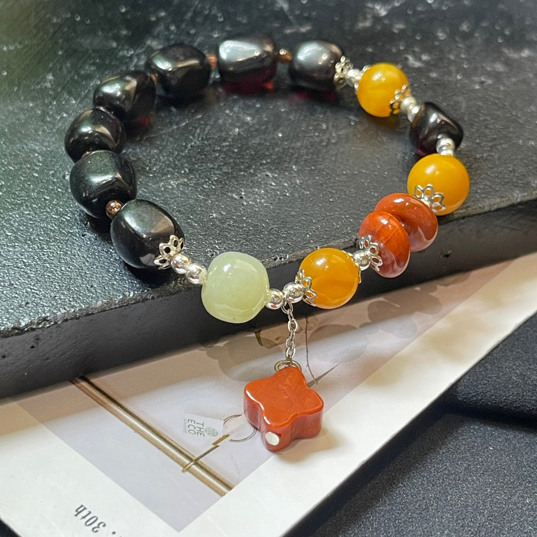 Blood amber beeswax bracelet