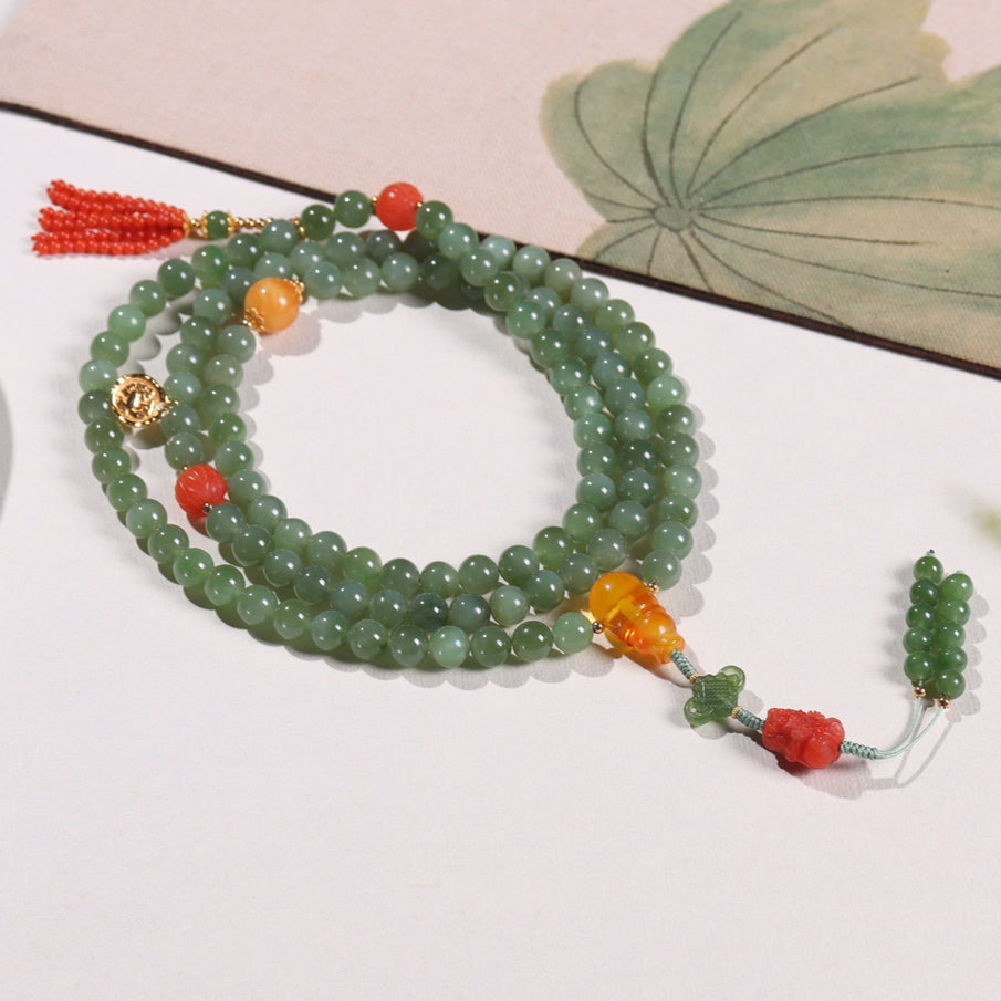 Chinese style jasper 108 beads necklace