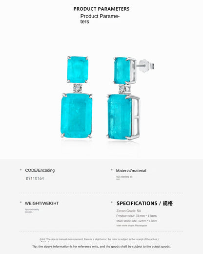 High-end clear blue earrings