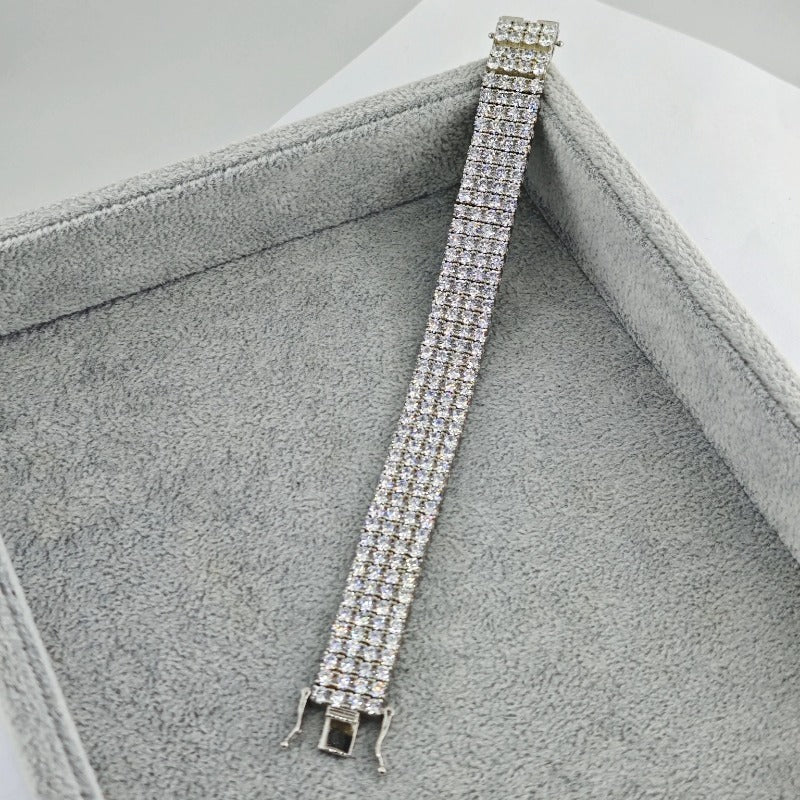 Fashionable, bold and sparkling cubic zirconia multi-row bracelet✨闪耀方晶锆石宽版手链✨