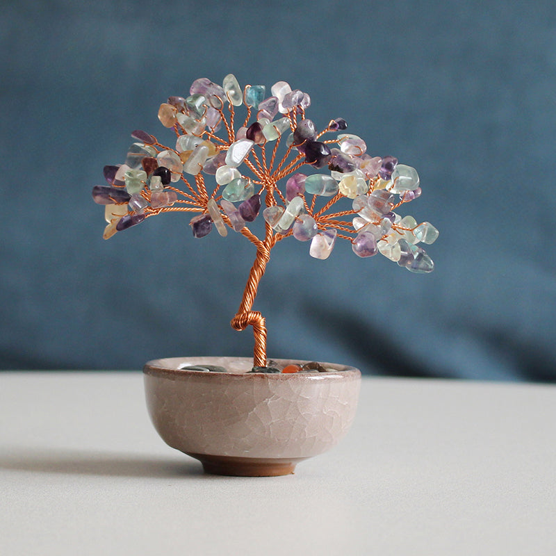 Natural pink crystal peach tree ornaments