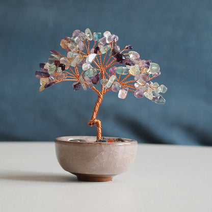 Natural pink crystal peach tree ornaments