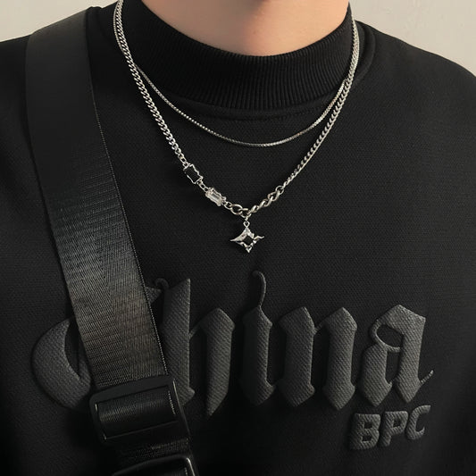 Hip-Hop Star Double-Layer Necklace