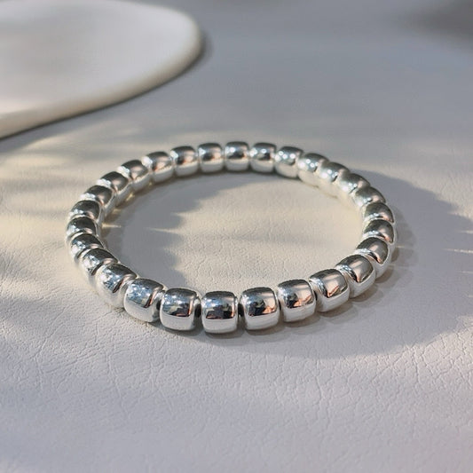 China solid sterling silver square bead bracelet