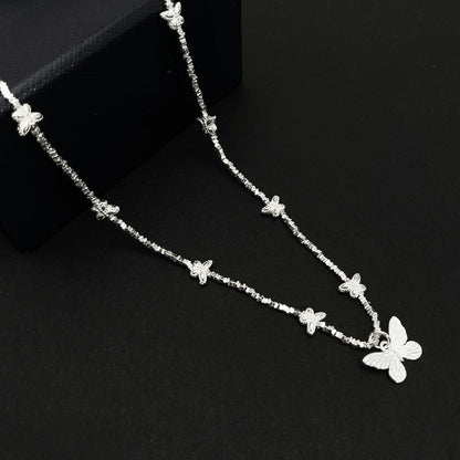 Fashionable and elegant silver butterfly necklace