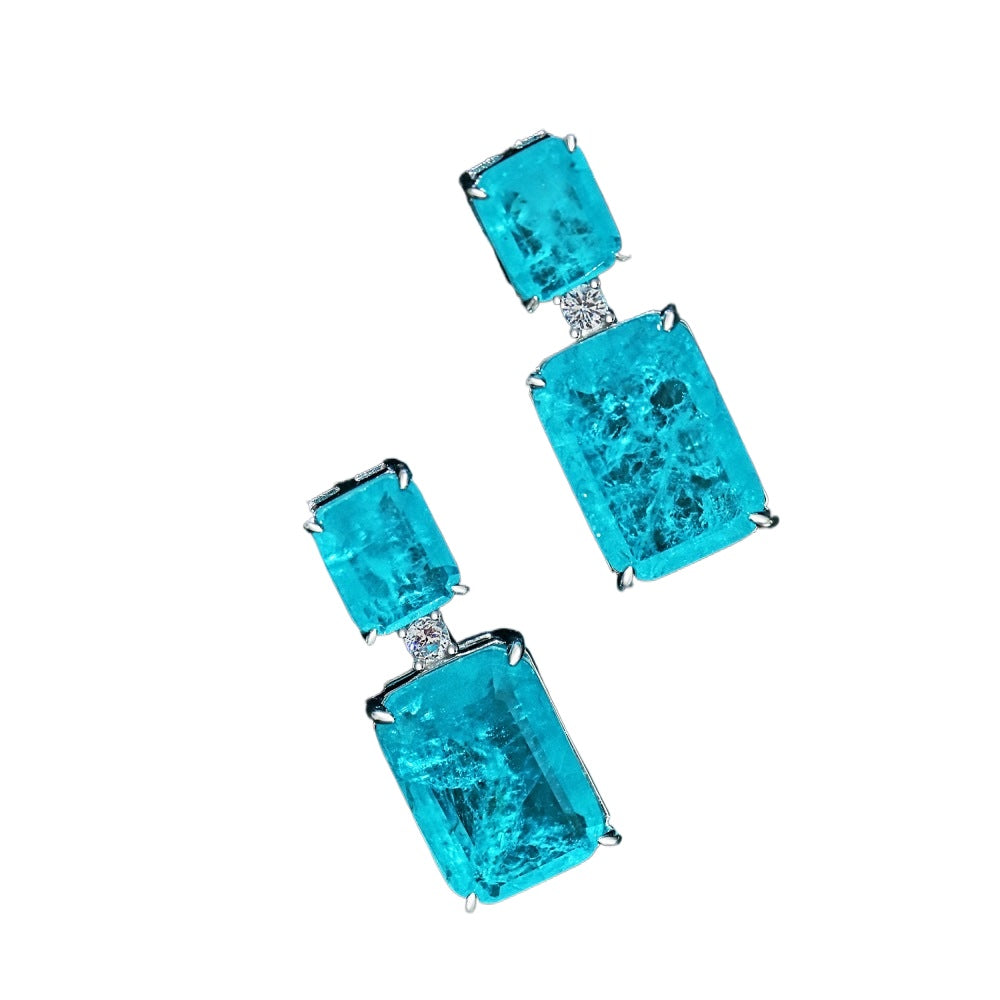 High-end clear blue earrings