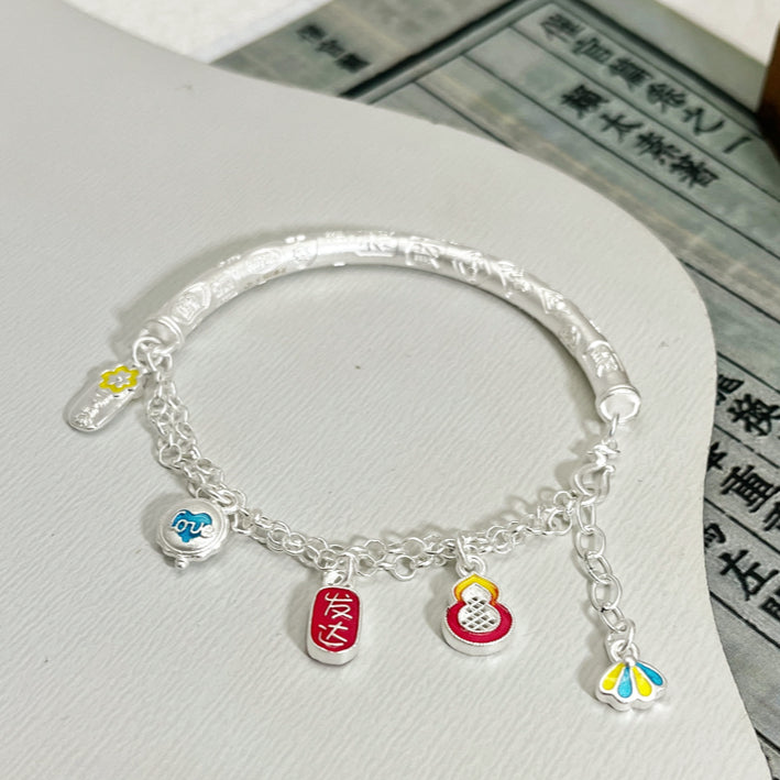 Fashion enamel sterling silver half bracelet