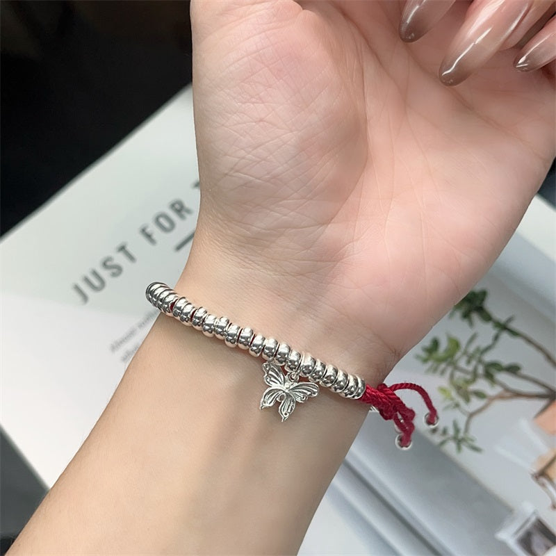 Fashionable Sterling Silver Butterfly Wrap Braided Bracelet