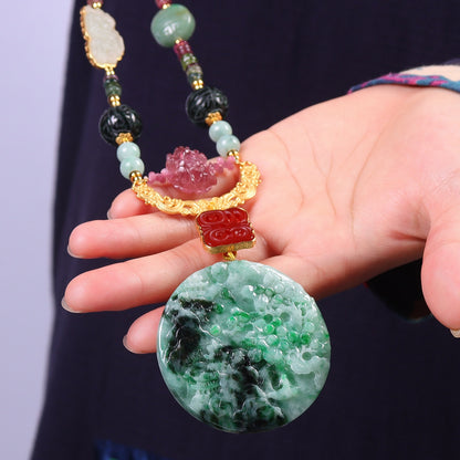 Chinese style jadeite costume necklace