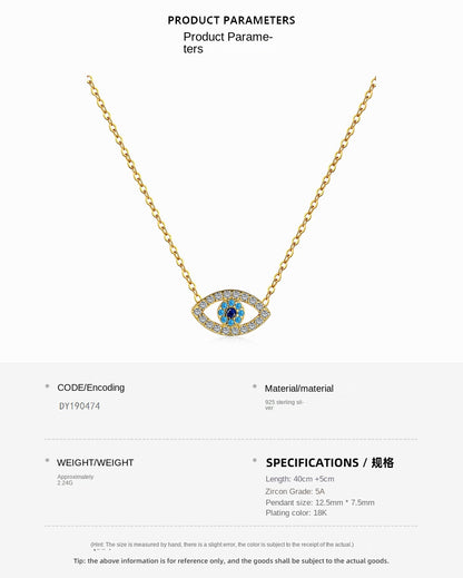 Fashion personality zircon devil eye pendant necklace