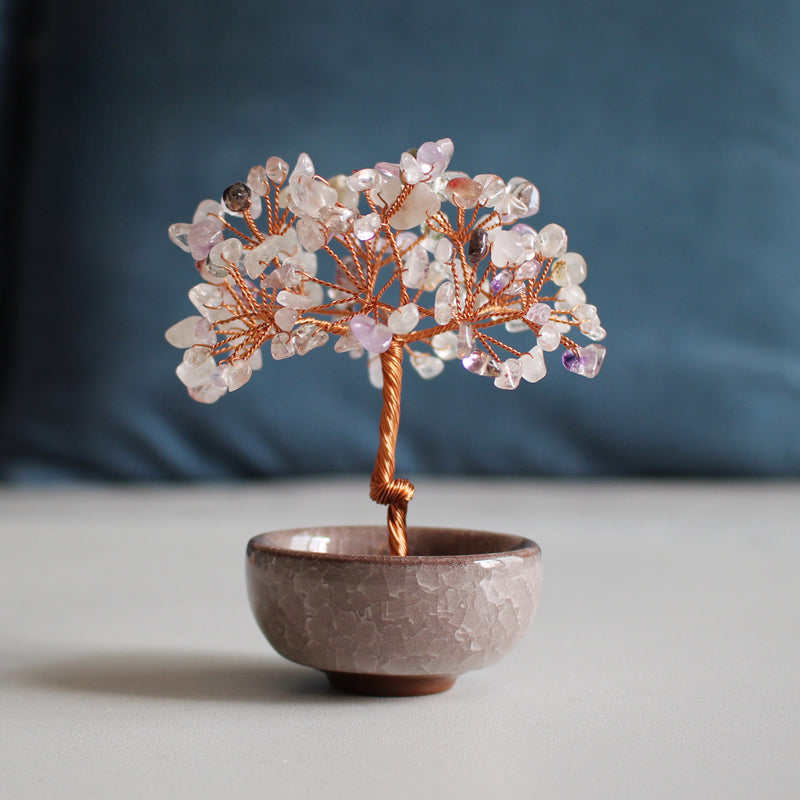 Natural pink crystal peach tree ornaments