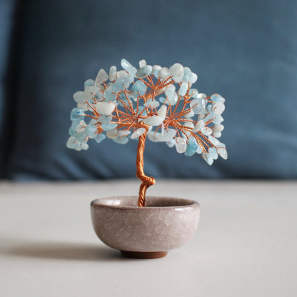 Natural pink crystal peach tree ornaments