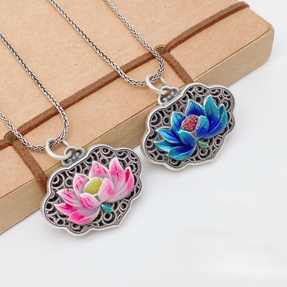 Chinese colorful lotus pendant