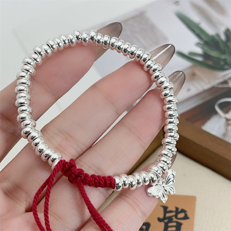 Fashionable Sterling Silver Butterfly Wrap Braided Bracelet