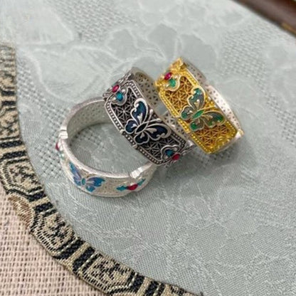 Ethnic style butterfly hollow ring