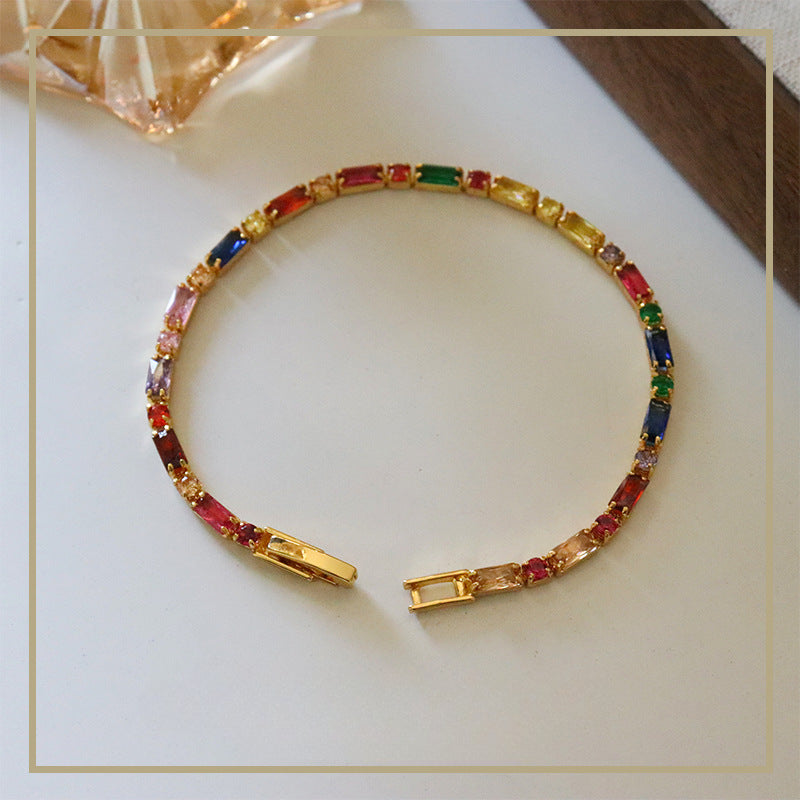 118-Simple retro personality colorful zircon bracelet