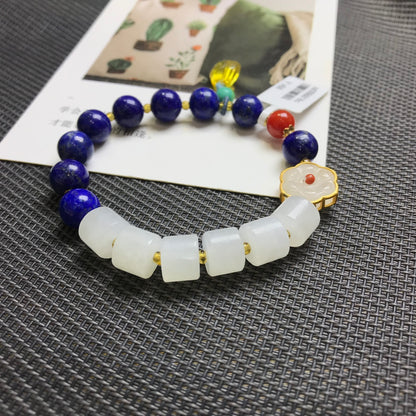 Lapis Lazuli and Hetian Jade Bracelet