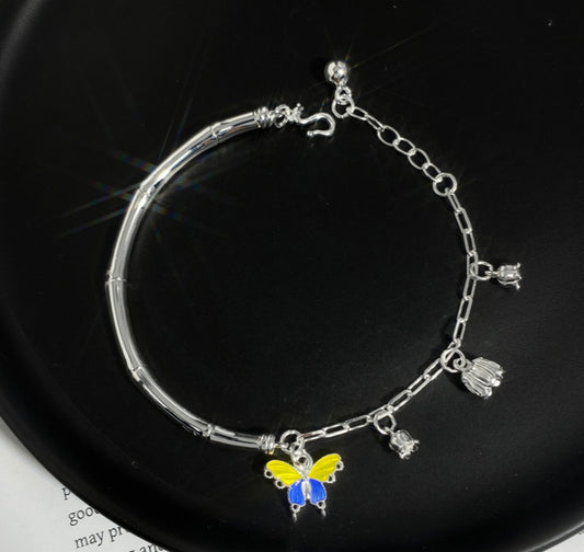 Fashion Unisex Butterfly Sterling Silver Bracelet