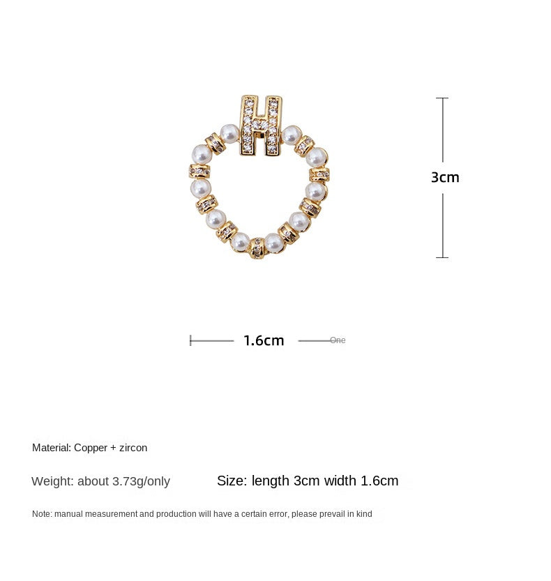 105-Design personality letter zircon exquisite earrings