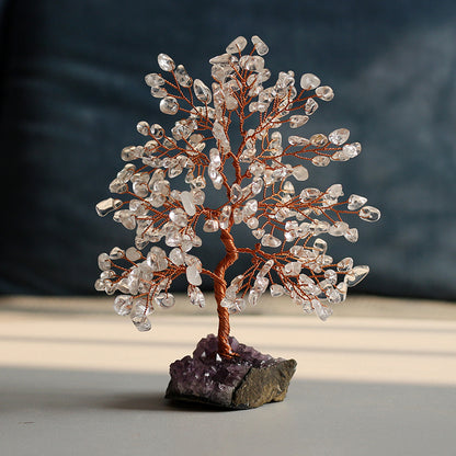 Natural pink crystal tree pink crystal tree ornaments