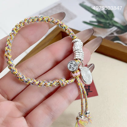 Ethnic style sterling silver braided bracelet