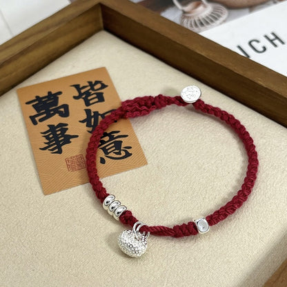 New Chinese style sterling silver lucky bag braided bracelet