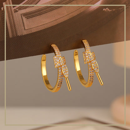 88-Noble Retro Bow Zircon Earrings