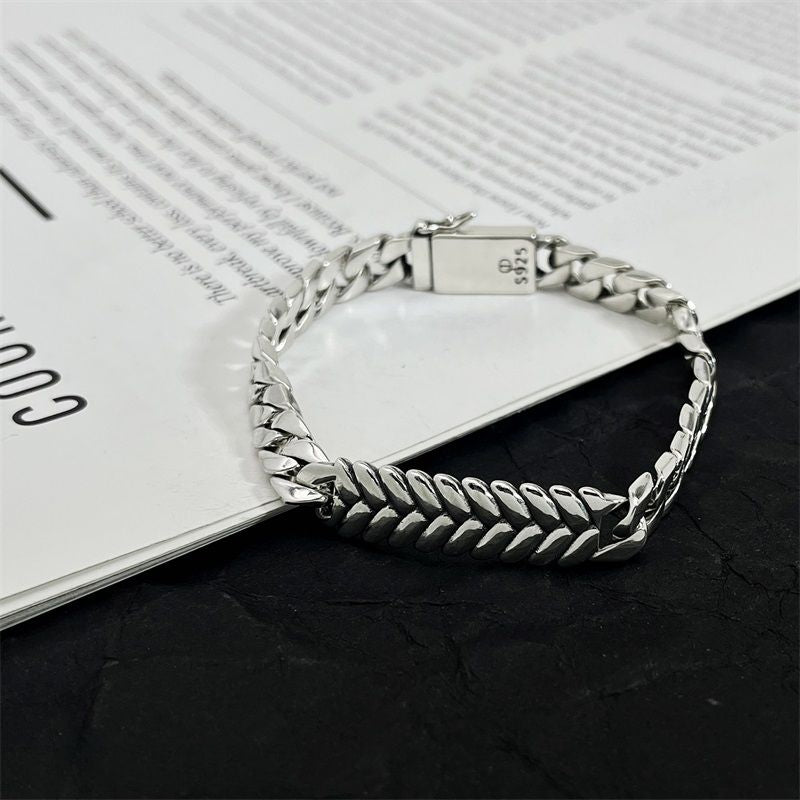 European and American hip-hop sterling silver tank bracelet