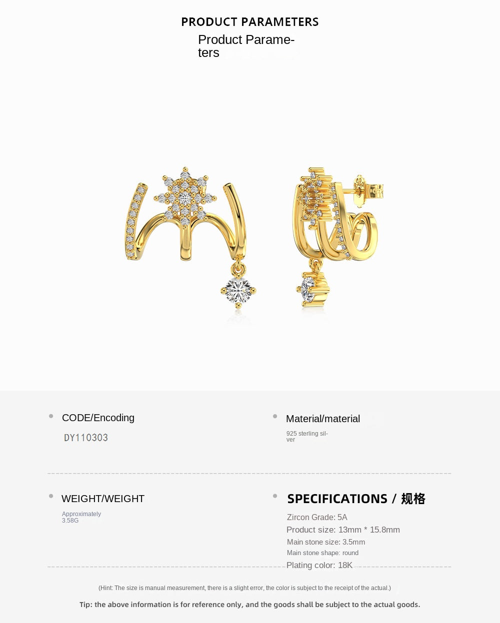 Fashionable and personalized zircon eight-pointed star earrings