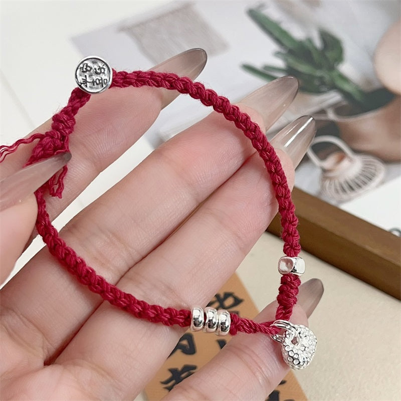 New Chinese style sterling silver lucky bag braided bracelet