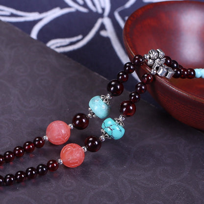 Natural high-end raw turquoise inlaid clothing necklace