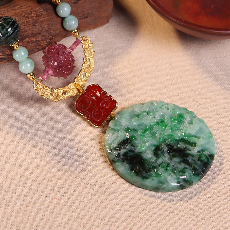 Chinese style jadeite costume necklace