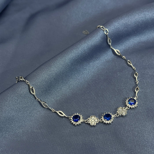 Vintage Round Spinel Sterling Silver Bracelet