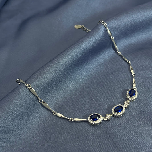 Delicate Oval Spinel Sterling Silver Bracelet