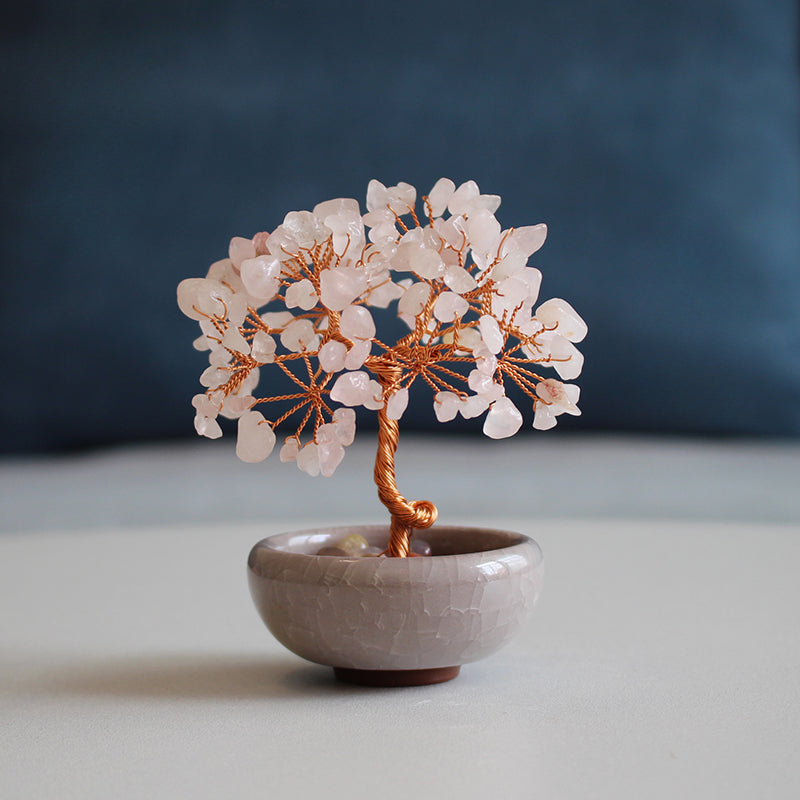 Natural pink crystal peach tree ornaments