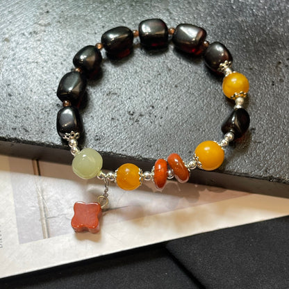 Blood amber beeswax bracelet