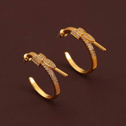 88-Noble Retro Bow Zircon Earrings