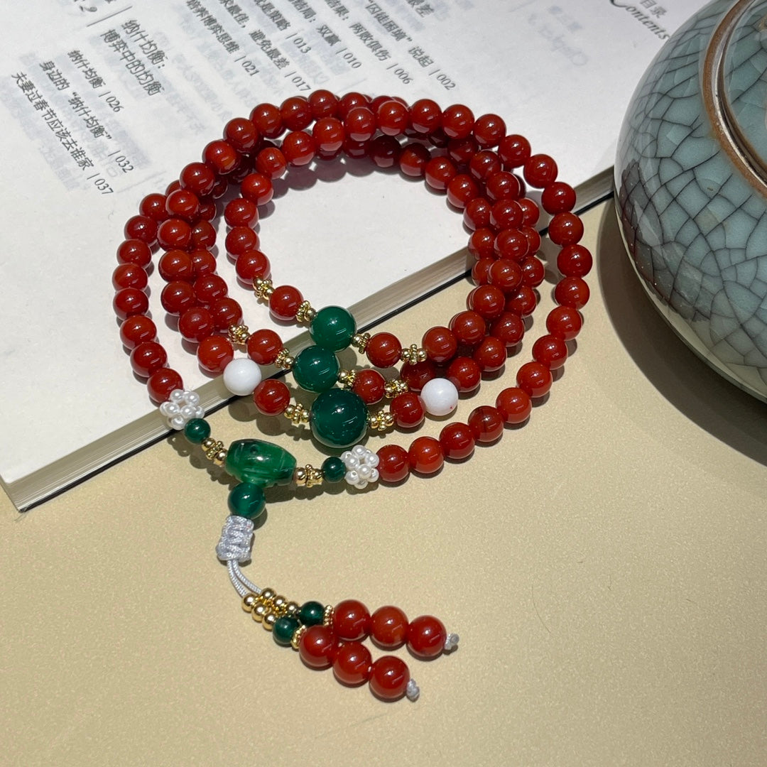 Chinese style agate 108 Buddhist beads dual-purpose