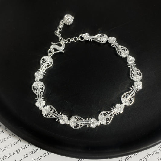 Ethnic Pipa Sterling Silver Bracelet