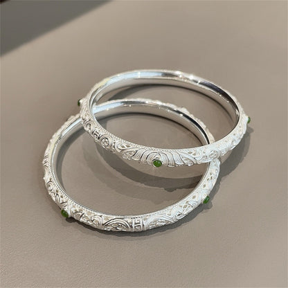 chinoiserie hollow pattern sterling silver bracelet