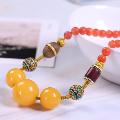 Chinese style beeswax red necklace