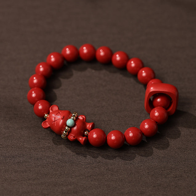 Chinese style cinnabar red sand bracelet violent bear Chinese style bracelet