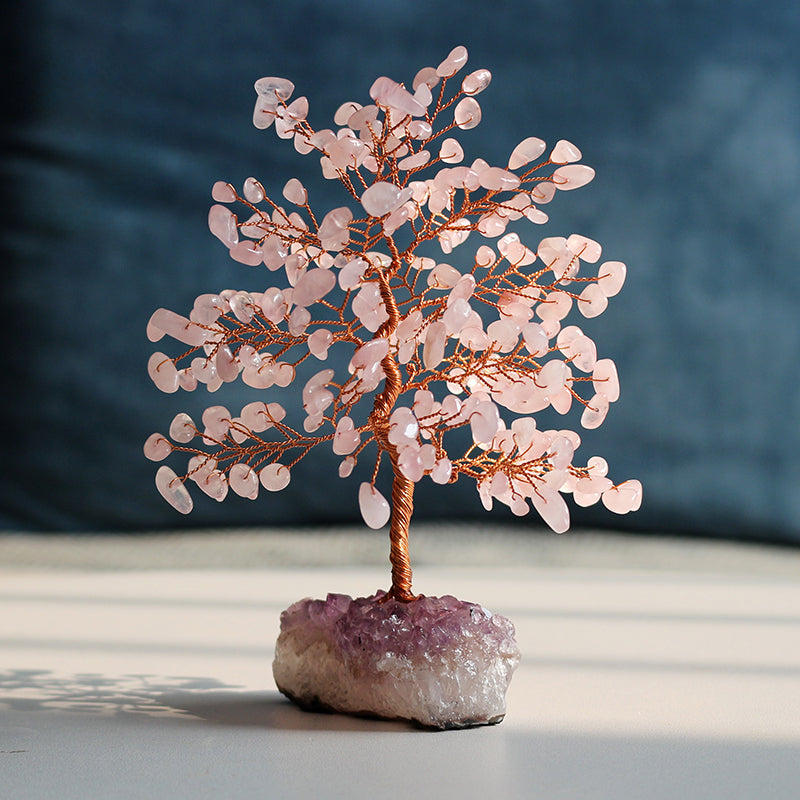 Natural pink crystal tree pink crystal tree ornaments