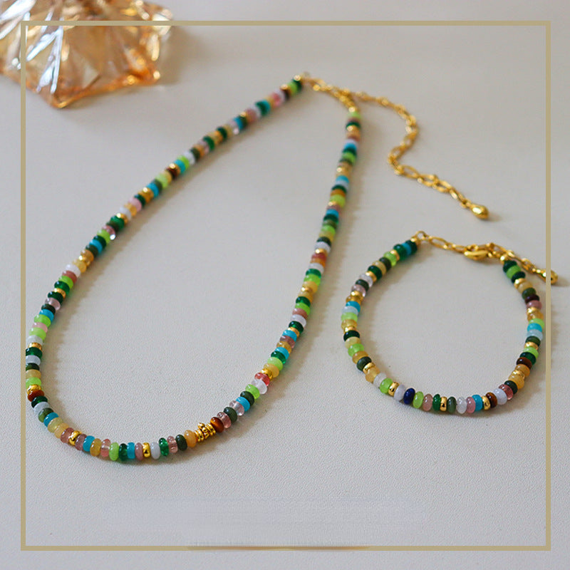 35-High-end exquisite vintage colorful abacus bead necklace