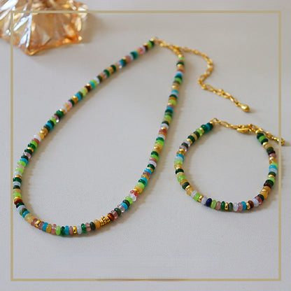 35-High-end exquisite vintage colorful abacus bead necklace