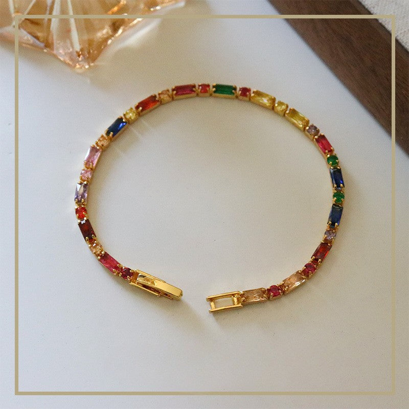 118-Simple retro personality colorful zircon bracelet