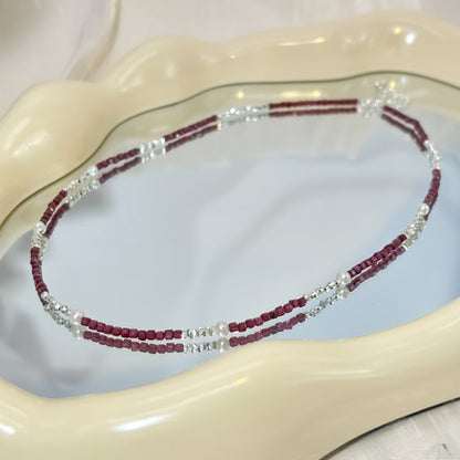 Vintage sterling silver garnet necklace